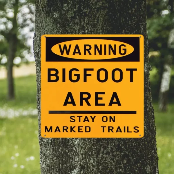 Warning Bigfoot Area Stay on Marked Trails