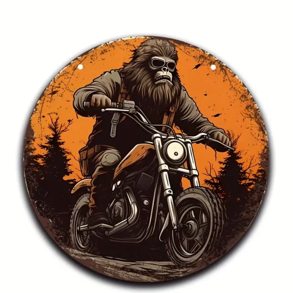 Sasquatch Riding Motorcycle